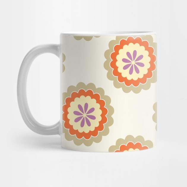 Retro Flower in buttercream, orange, gold and purple by tramasdesign